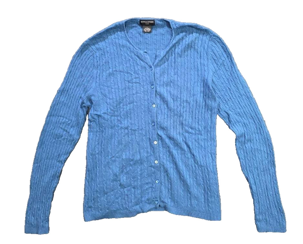 Sutton studio cashmere silk Closure Ribbon Detail Cardigan Size Large A011095